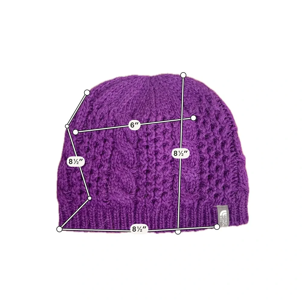 The North Face Purple Cable Knit Beanie Wool Alpaca Blend Hat A5WK One Size